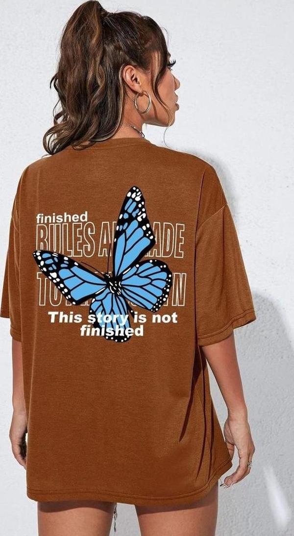 Unisex Kelebek Sırt Baskılı T-shirt - Image 1