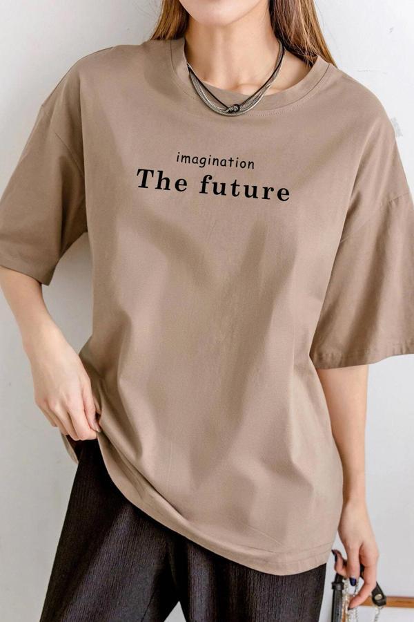 Unisex The Future Baskılı Oversize T-shirt - Image 1