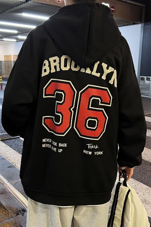 Erkek 36 Brooklyn Baskılı Oversize Sweatshirt - Image 1