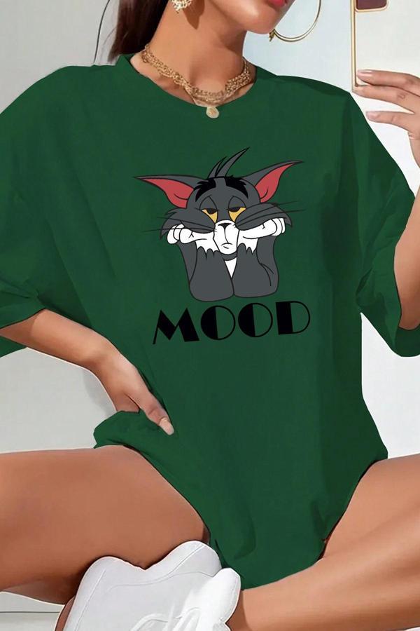 Unisex Mood Baskılı Oversize Tshirt - Image 1