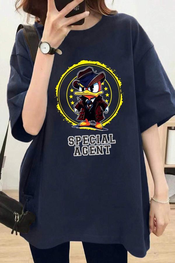 Unisex Special Agent Baskılı Oversize Tshirt - Image 1