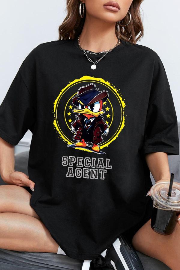 Unisex Special Agent Baskılı Oversize Tshirt - Image 1