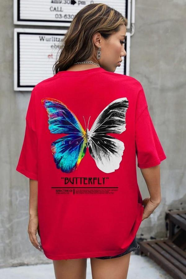 Unisex Butterfly Baskılı T-shirt - Image 1