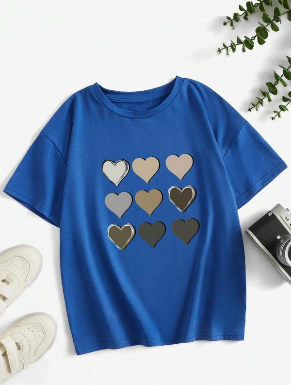 Unisex Kalp Baskılı T-shirt - Image 1