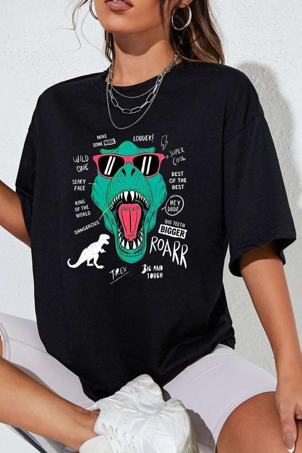Unisex T - Rex Baskılı T-shirt - Image 1
