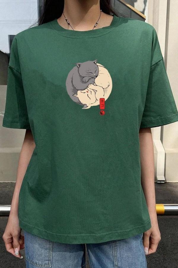Unisex Kedi Baskılı T-shirt - Image 1