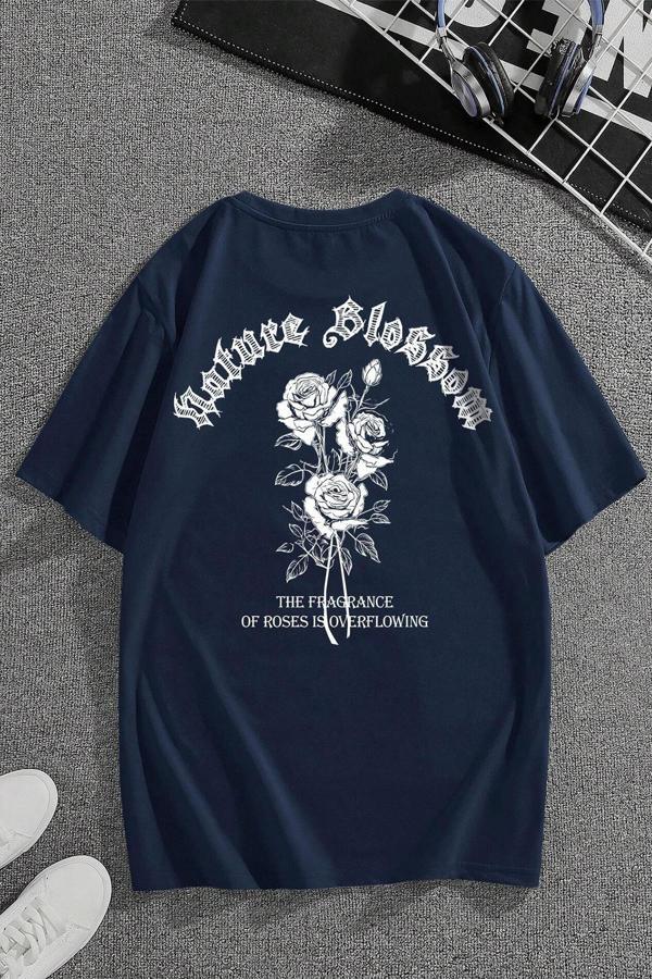 Nature Blossom Baskılı Unisex Oversize Tshirt - Image 1
