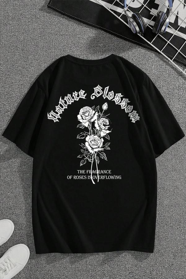 Nature Blossom Baskılı Unisex Oversize Tshirt - Image 1