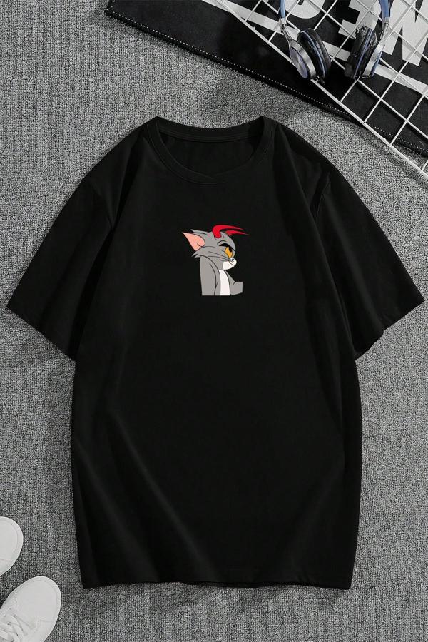 Birbirini Tamamlayan Baskılı Unisex Oversize Tshirt - Image 1