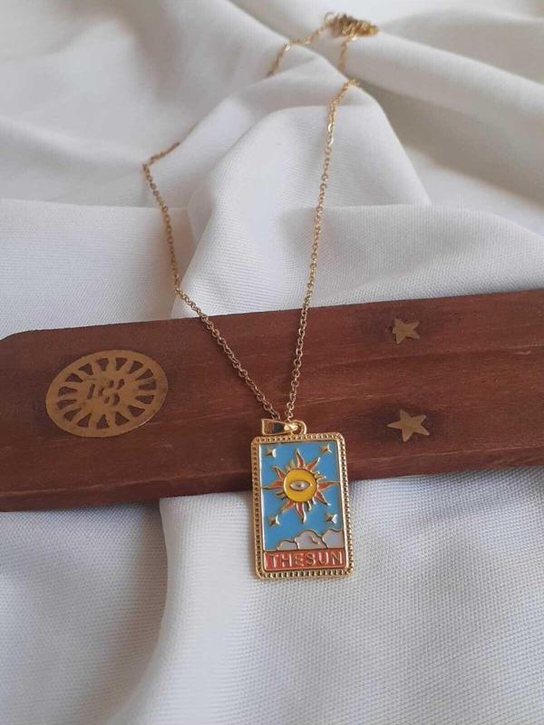 Tarot Güneş  Sunny Gold Paslanmaz  Çelik Kolye Aksesuar Şık Takı Hediyelik - Image 1