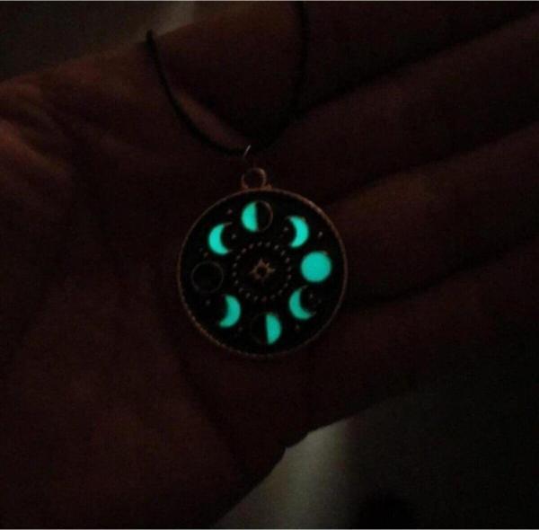 Fosforlu Neon Karanlıkta Parlayan Ay Evreleri Burç Metal Kolye - Image 1