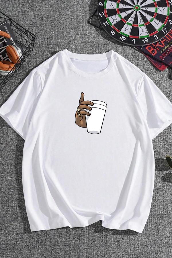 Unisex Tupac Coffee Baskılı T-shirt - Image 1