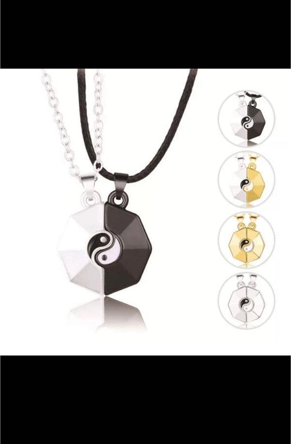 Yeni Mıknatıslı Best Friends Ying Yang Kolye Aksesuar Şık Hediyelik - Image 1