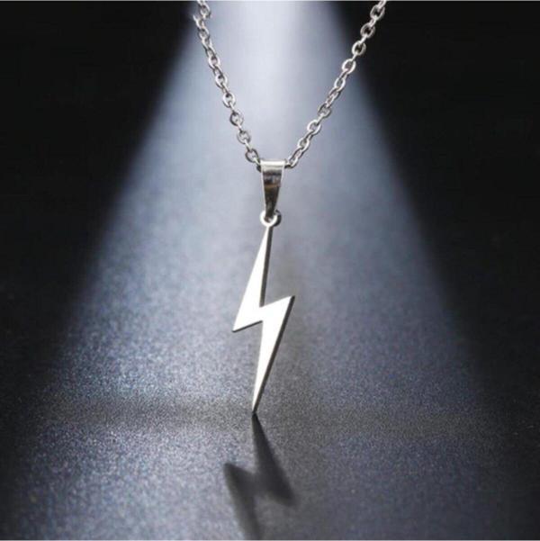 Gri Şimşek Bolt Flash Gordon Metal Zincirli Hediyelik Kolye Takı - Image 1
