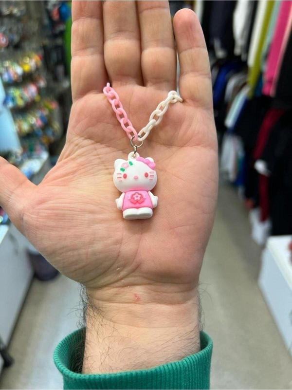 Hello Kitty Pembe Elbiseli Şık Kolye Aksesuar Takı Hedıyelık - Image 1