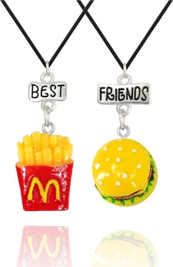 Best Friends Hamburger ve Patates Kızartması Arkadaşlık Kolyesi - Image 1