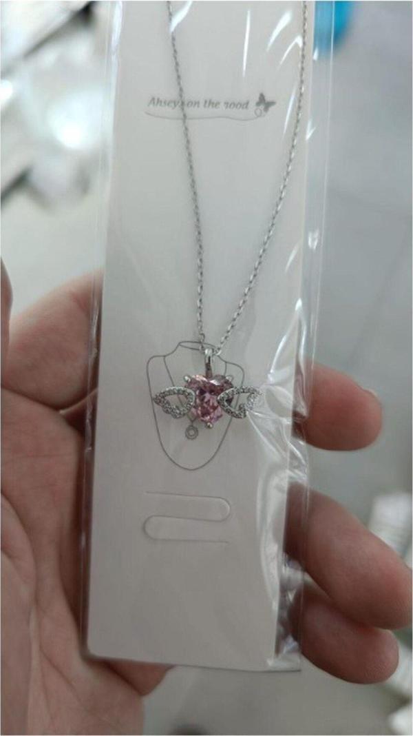 Pembe Kalp Kanatlı  Melek Kanadını  Zincir  Çelik Kolye Aksesuar Şık Kadın Hediyelik Takı - Image 1