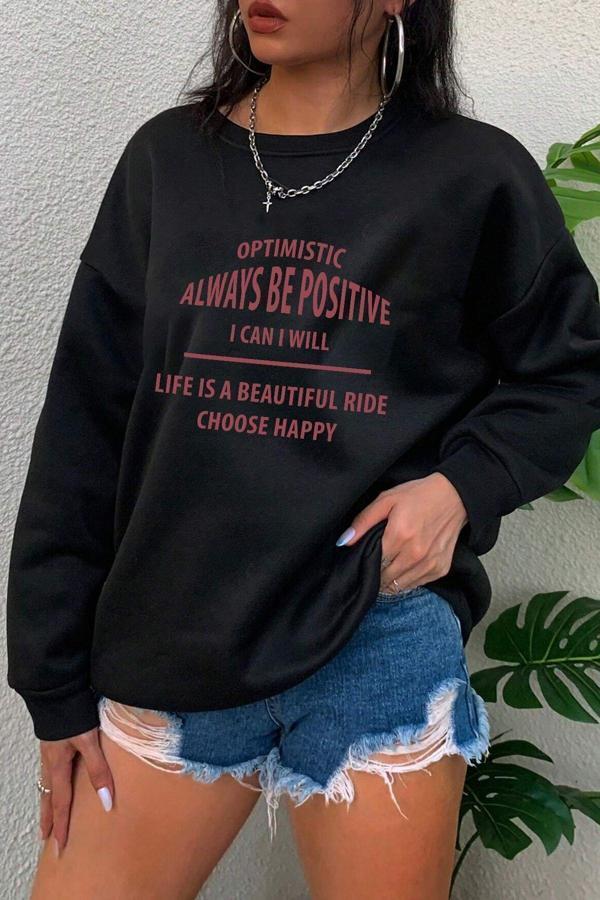 Unisex Always Baskılı Bisiklet Yaka Sweatshirt - Image 1