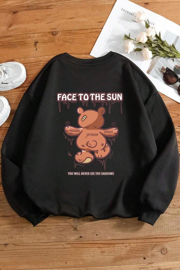 Unisex The Sun Baskılı Bisiklet Yaka Sweatshirt - Image 1