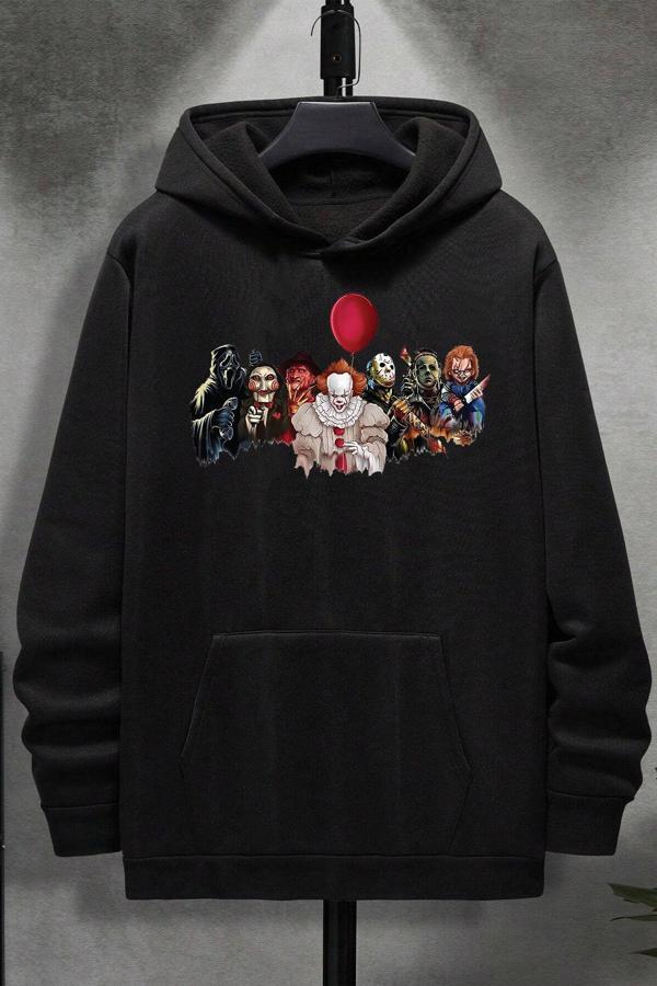 Korku Karakterleri Baskılı Unisex Oversize Sweatshirt - Image 1