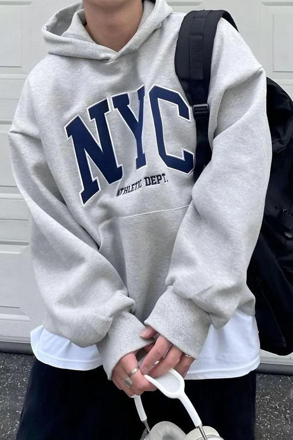 Nyc Baskılı  Pamuklu Oversize Sweatshirt - Image 1