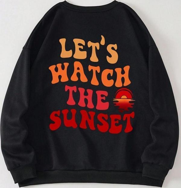 Unisex Let's Baskılı Bisiklet Yaka Sweatshirt - Image 1