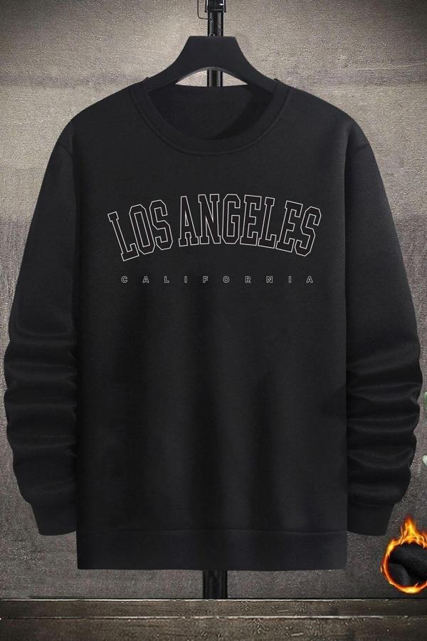 Unisex Los Angles Baskılı Bisiklet Yaka Sweatshirt - Image 1