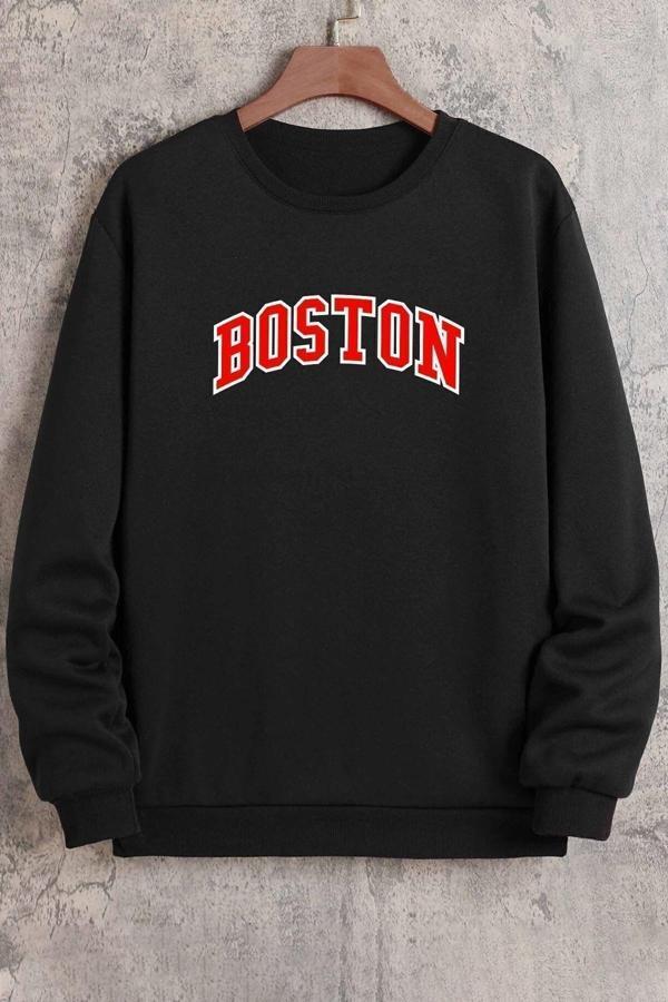 Unisex Boston Bisiklet Yaka Sweatshirt - Image 1