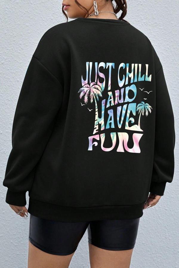 Unisex Just Fun Baskılı Bisiklet Yaka Sweatshirt - Image 1