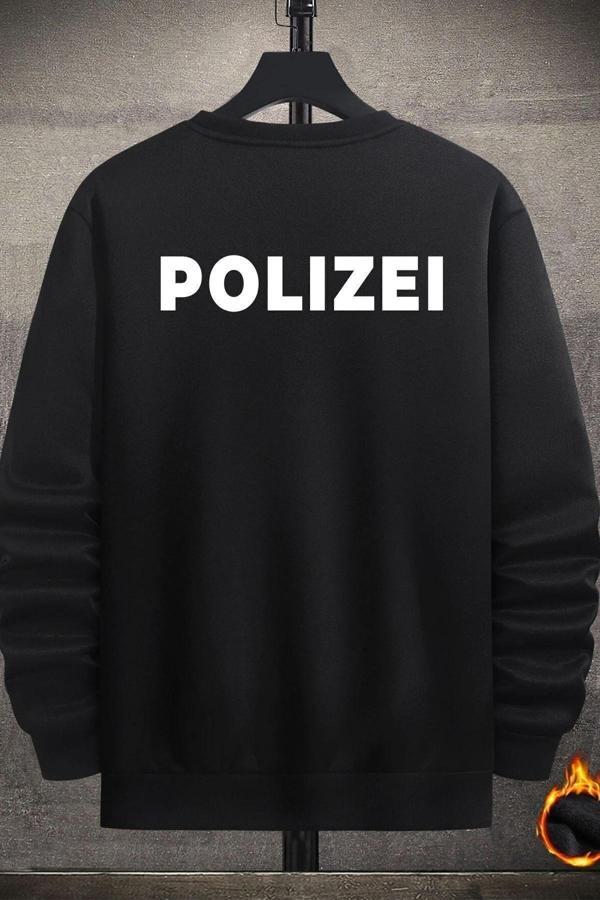 Unisex Polizei Baskılı Bisiklet Yaka Sweatshirt - Image 1