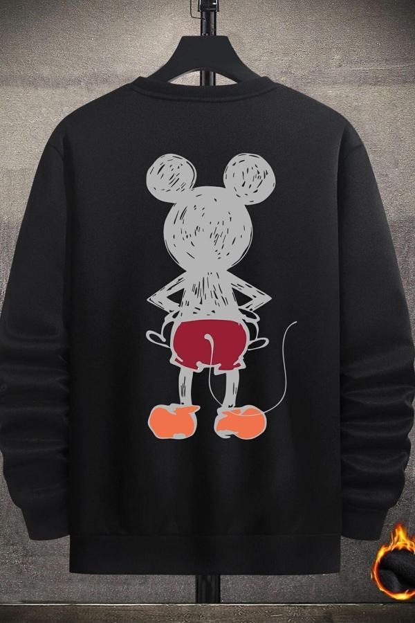 Unisex Mouse Bisiklet Yaka Sweatshirt - Image 1