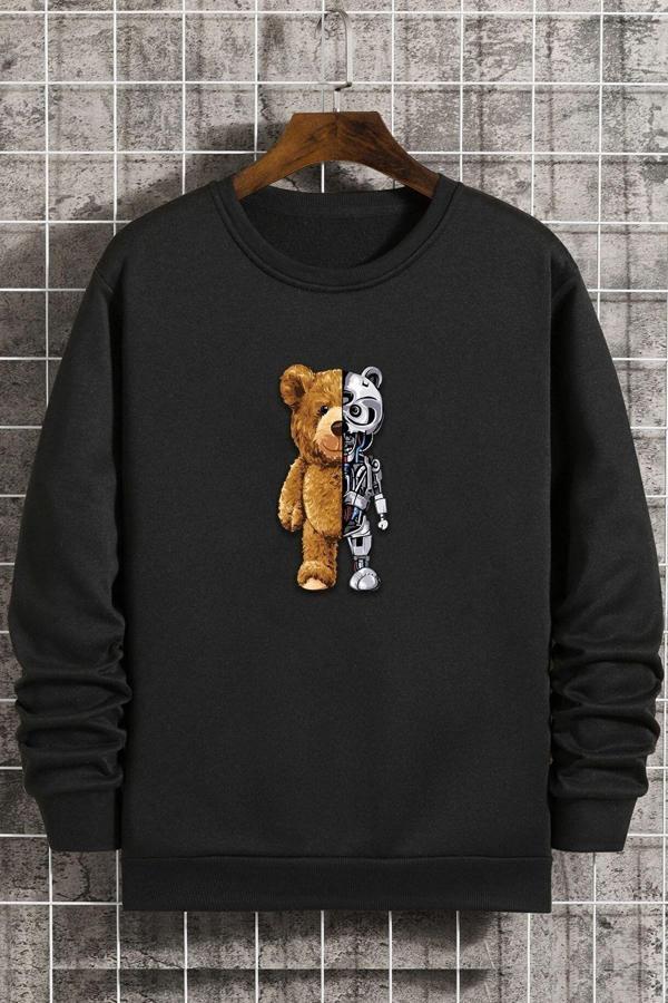 Unisex Boys Bear Bisiklet Yaka Sweatshirt - Image 1