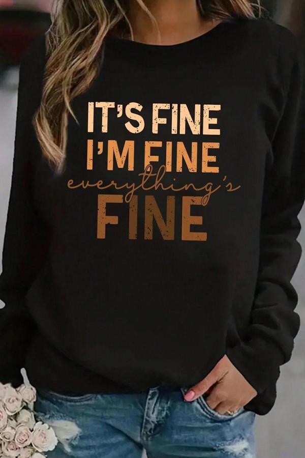 Unisex Fine Baskılı Bisiklet Yaka Sweatshirt - Image 1