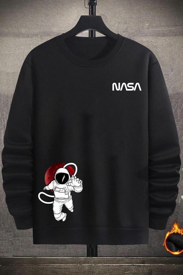 Unisex Nasa Baskılı Bisiklet Yaka Sweatshirt - Image 1