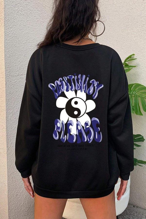 Unisex Uzay Temalı Bisiklet Yaka Sweatshirt - Image 1