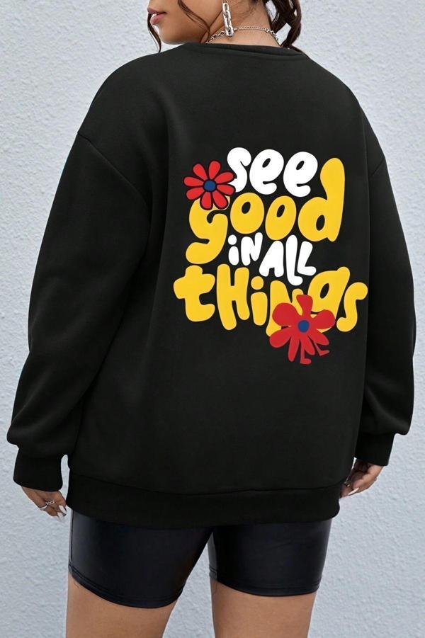 Unisex Uzay Temalı Bisiklet Yaka Sweatshirt - Image 1