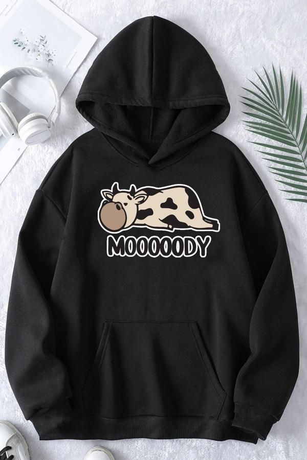Mooooody Baskılı Unisex Oversize Sweatshirt - Image 1
