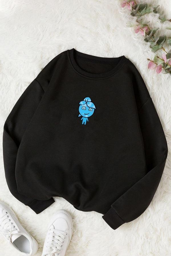 Unisex Su Avatar Baskılı Bisiklet Yaka Sweatshirt - Image 1
