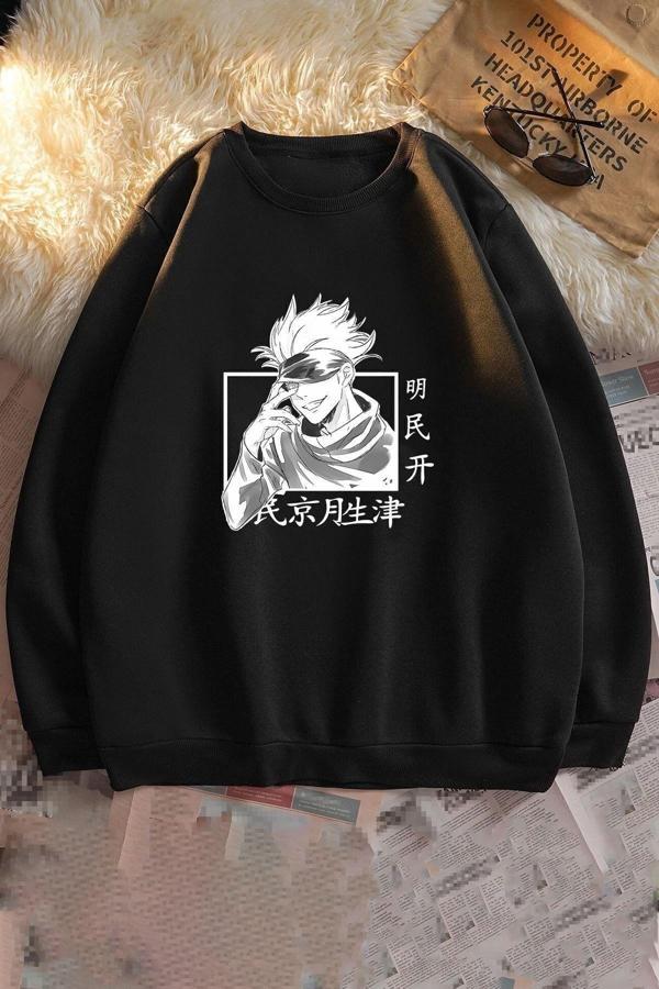 Unisex Jujutsu Kaisen Bisiklet Yaka Sweatshirt - Image 1