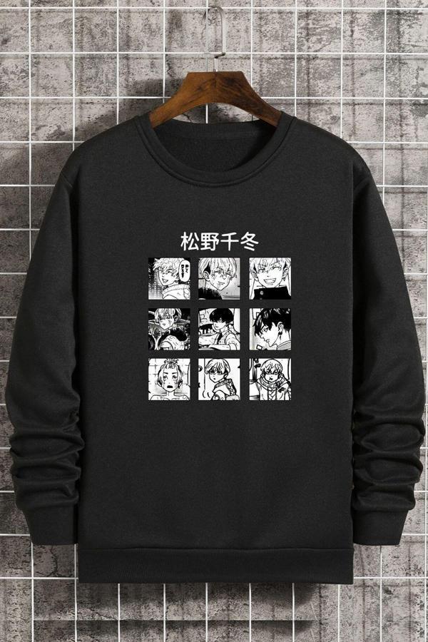 Unisex Ken Kaneki Baskılı Bisiklet Yaka Sweatshirt - Image 1