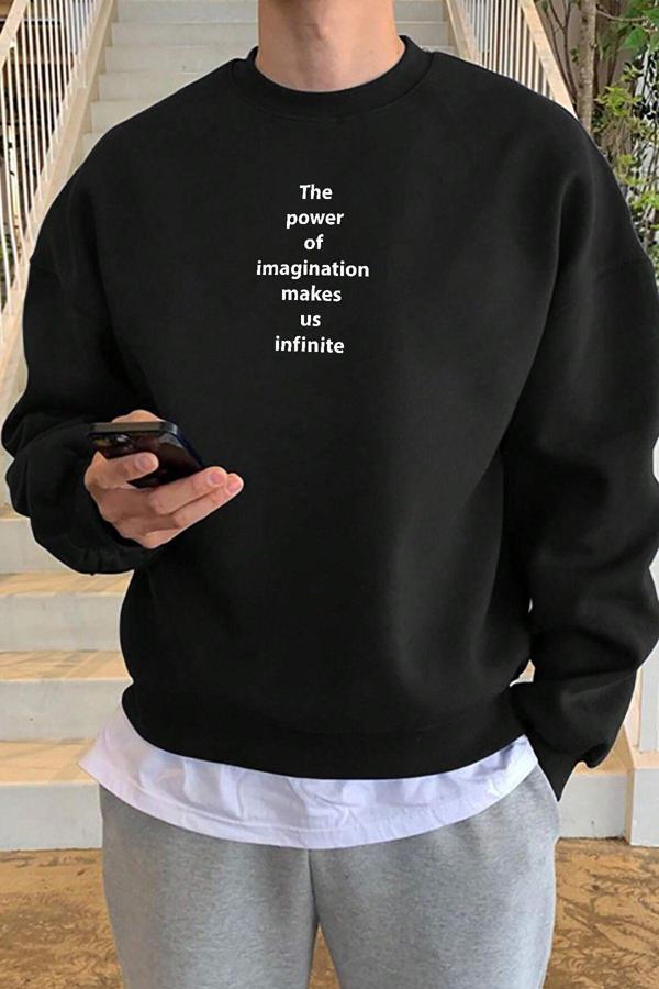 Unisex The Power Baskılı Bisiklet Yaka Sweatshirt - Image 1