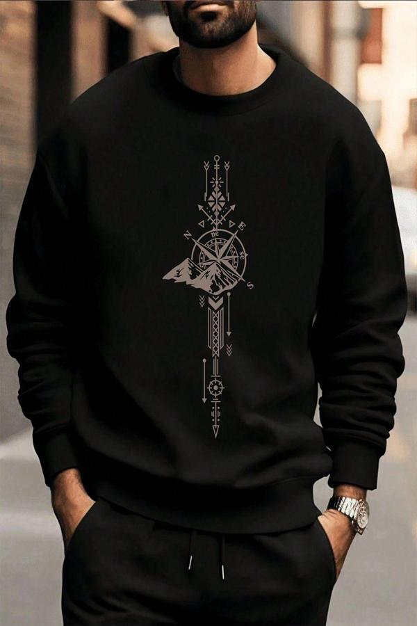 Pusula Zaman Çizelge Baskılı Oversize Sweatshirt - Image 1