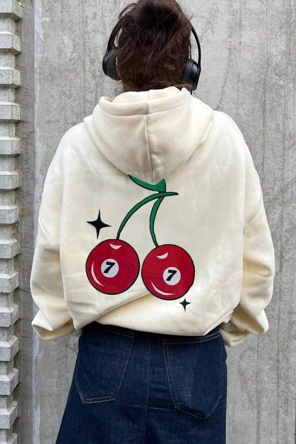 Kiraz 7 Baskılı Oversize Sweatshirt - Image 1