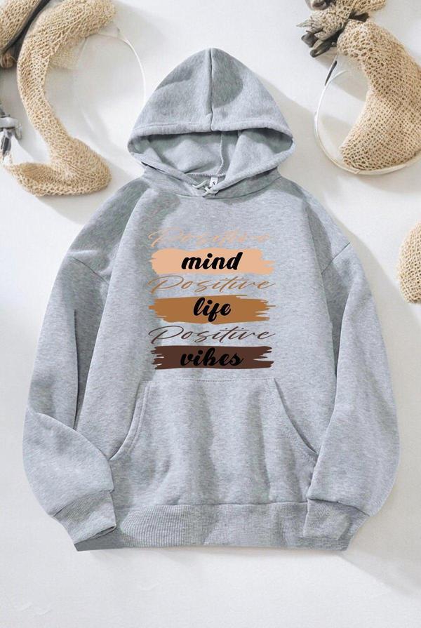 Mind Life Vibes Baskılı Oversize Sweatshirt - Image 1