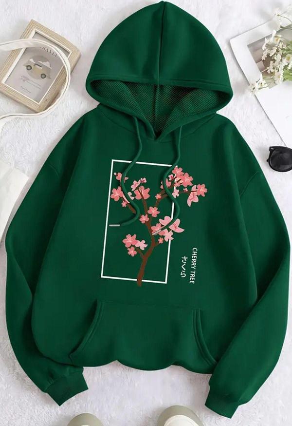 Cherry Tree Baskılı Oversize Sweatshirt - Image 1