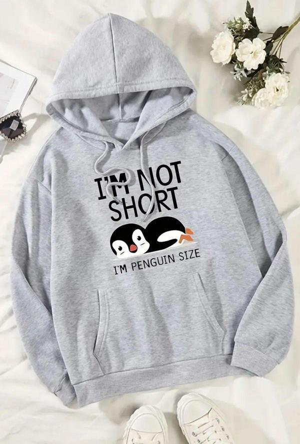I'm Not Short Baskılı Unisex Oversize Sweatshirt - Image 1