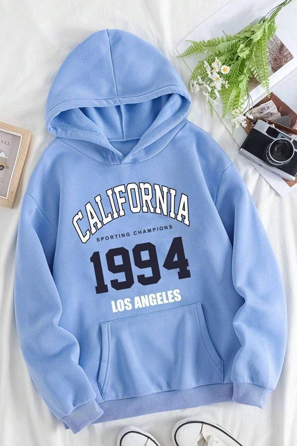 California Baskılı Oversize Sweatshirt - Image 1