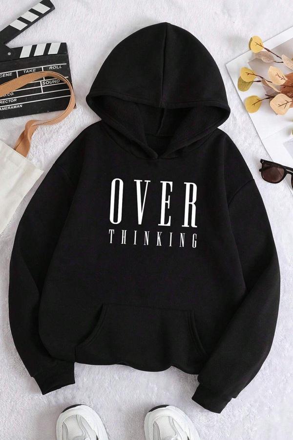 Over Thinking Baskılı Unisex Oversize Sweatshirt - Image 1