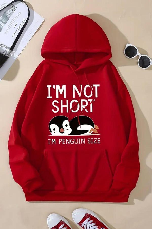 I'm Not Short Baskılı Unisex Oversize Sweatshirt - Image 1