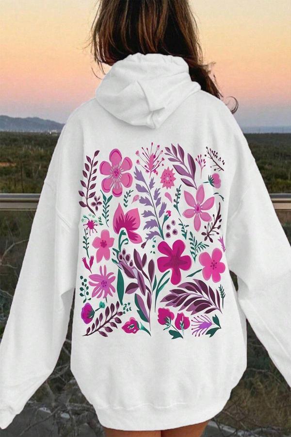 Bahar Esintisi Çiçek Baskılı Oversize Sweatshirt - Image 1